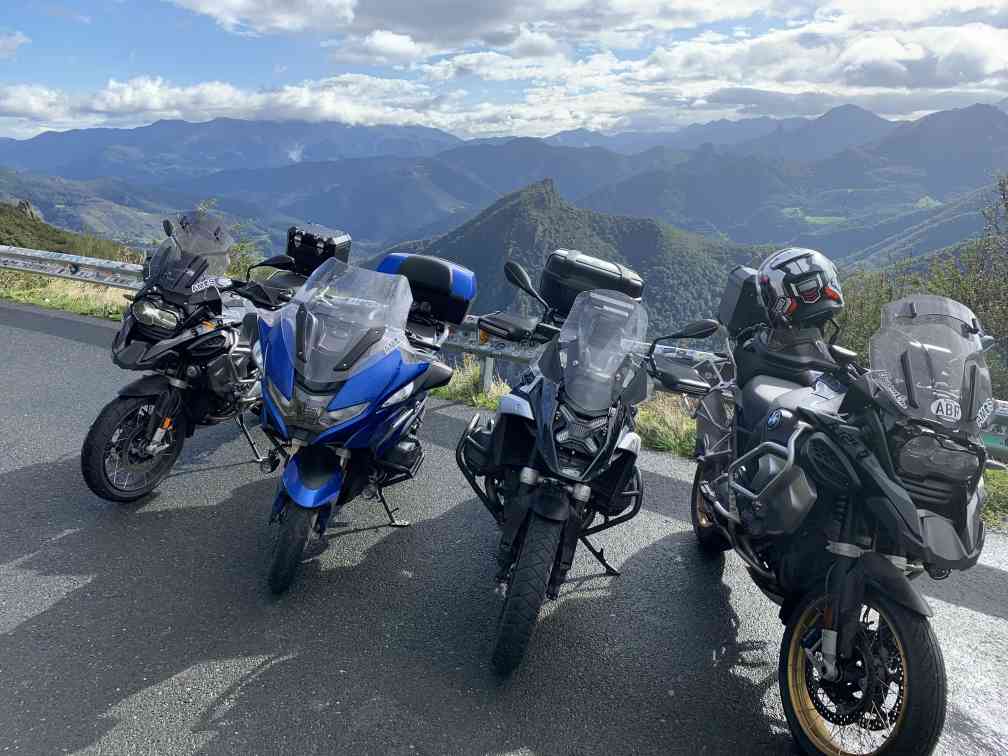Motorcycle riders stopped during a ride